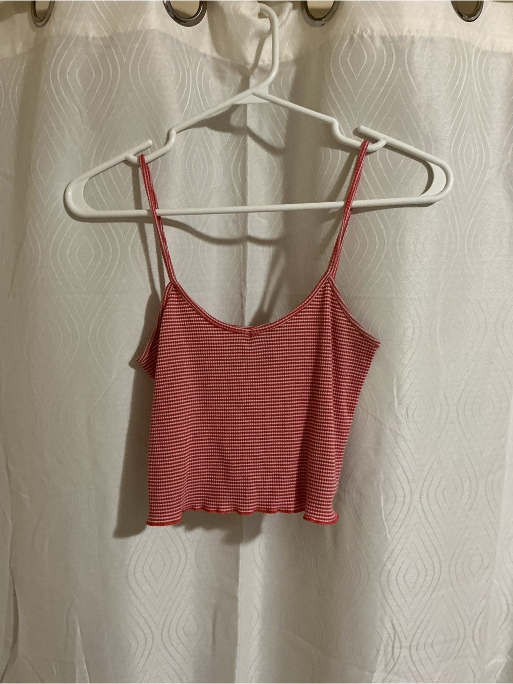 Streetwear Society Red Ribbed Gingham-Effect Spaghetti Strap Crop
